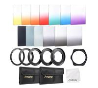 Andoer 13pcs Square Gradient Full Color Filter Bundle Kit for Cokin P Series with Filter Holder, Adapter Ring (52mm / 58mm / 62mm / 67mm / 72mm), Storage Bag, Cleaning Cloth