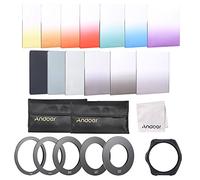 Andoer 13pcs Square Gradient Full Color Filter Bundle Kit for Cokin P Series with Filter Holder, Adapter Ring (52mm / 58mm / 62mm / 67mm / 72mm), Storage Bag, Cleaning Cloth