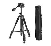 Andoer 157cm Portable Tripod, Horizontal Camera Tripod Stand 1/4 Inch Screw Connection with Phone Clamp Carrying Bag for Vlog Live Streaming Photography