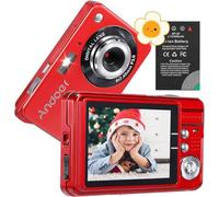 Andoer 18MP Compact Camera With 2.7" LCD Screen, 8X Zoom, Anti-Shake, 2 Batteries - Portable for Kids, Teens, Adults, Beginners - Red