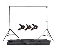 Andoer 2.6 x 3 m Aluminium Alloy Backdrop Stand with Carry Bag 3 Pieces Background Clamps for Photography and Video Studio