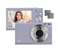 Andoer 2.7K Digital Camera Compact Video Camcorder 48MP Auto Focus 2.88 Inch IPS Screen 16X Zoom Anti-Shake Face Detact Smile Capture Built-in LED Fill Light with Carry Bag Wrist Strap 2pcs Batteries