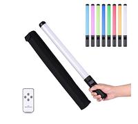 Andoer 20W RGB Handheld LED Video Light, photography lights with 8 Colors Bi-color Temperature 3000K-6500K Dimmable Brightness 0%-100% CRI＞85 with Carrying Bag Remote Control for Studio Photography
