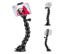 Andoer 23cm/ 9.1in Flexible Suction Cup Mount Windshield Suction Cup Phone Mount 360°Rotatable 1/4 Inch Screw Connector with Phone Holder for Smartphone Sports Camera