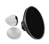 Andoer 30cm/11.8inch Standard Reflector Beauty Dish Bowens Mount with White Diffuser Reflector Honeycomb Grid for Studio Portrait Photography Strobe Light Flash