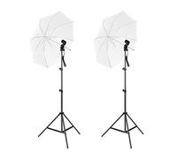 Andoer 33"/84cm White Photo Studio Umbrella with 2M x 2 Tripod Stands, E27 x 2 Light Sockets for Live Streaming Portrait Photography Video Recording