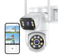 Andoer 3MP+3MP Wireless Security Camera Dual-Lens Wall Mount Smart WiFi Camera Full Color Night 2-Way Audio Motion Detection Auto Tracking for Home Office Outdoor Indoor