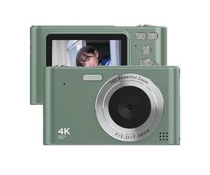 Andoer 4K Digital Camera, 48MP Compact Portable Photo Camera 2.4 Inch Screen 16X Digital Zoom Anti-Shake Face Detection Beauty Effect Motion Detection for Kids Teen Students Beginner (Army Green)