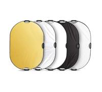 Andoer 5 in 1 Oval Reflector with Handle, Collapsible Light Reflector 60 x 90cm, Oxford Polyester ABS Frame Silver Gold White Black Diffuser for Studio Outdoor Portrait Product
