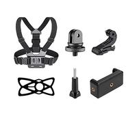 Andoer 6 in 1 Chest Strap Mount, Adjustable Chest Strap with Extendable Phone Clip, Replacement for GoPro Hero 10 9 8 7 6 5 4 Session 3+ 3 2 1 Fusion Cameras Smartphones