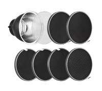 Andoer 7 Inch Standard Reflector + 6pcs Photography Honeycomb Grid + 1pcs Diffuser Board kit with 10°/20°/30°/40°/50°/60° Honeycomb Lamp Shade Grid for Bowens Mount Studio Light Strobe Accessory