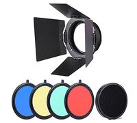 Andoer 96mm Mount Metal Bardoor with Grid 4pcs Color Gel compatible with Neewer 180W 250W 300W Studio Strobe Light Monolight