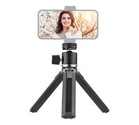 Andoer Aluminum Alloy Mini Tripod Dual Use Ball Head Portable Tripod Stand Handle Grip Rotatable Ball Head with 1/4 Inch Screw Cold Shoe Mount for Phone Camera Selfie Video Recording Live Stream