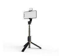 Andoer Aluminum Alloy Wireless BT Remote Control Selfie Stick Tripod Stand Portable Multifunctional with Fill Light for Selfie Group Photo Live Stream Video Socket