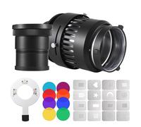 Andoer Bowens Mount Optical Snoot Conical Focalize Condenser Art Special Effects Shaped Beam Light Cylinder with 40mm F2.4 Lens, Card Slot Adapter, 16 Graphics Cards and 8 Colour Filters