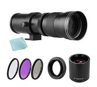 Andoer Camera MF Super Telephoto Zoom Lens F/8.3-16 420-800mm T Mount UV/CPL/FLD Filters Set 2X 420-800mm Teleconverter Lens T2-EOS Adapter Ring Replacement for Canon EF-mount EOS Rebel T7 T7i T6
