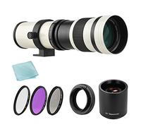 Andoer Camera MF Super Telephoto Zoom Lens F/8.3-16 420-800mm T Mount + UV/CPL/FLD Filters Set +2X 420-800mm Teleconverter Lens + T2-EOS Adapter Ring Replacement for EF-Mount