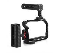 Andoer CAMERA_SUPPORT for Canon R7, Aluminium Alloy Video Cage with Top Handle, Side Handle, Multiple Mounting Options, Black