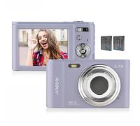 Andoer Compact Camera 48MP 2.7K 2.88 Inch Digital Camera Photo Camera Auto Focus Anti-Shaking with 2 Batteries Hand Strap Carry Bag for Children Teenagers Beginners Students Purple