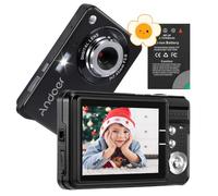 Andoer Digital Camera, 18MP Compact Camera with 2.7" LCD Screen, 8X Digital Zoom Anti-Shake Vlogging Camera with 2 Batteries, Portable Digital Camera for Kids Teen Adult Beginner, Black