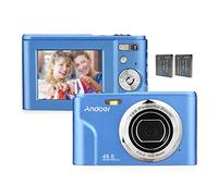Andoer Digital Camera, 48MP 1080P Portable Camera 2.4-inch IPS Screen 16X Zoom Auto Focus Self Timer 128GB Extended Memory Face Detection Anti-shaking with 2pcs Batteries - Dark Blue