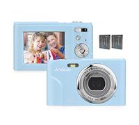 Andoer Digital Camera, 48MP 1080P Portable Camera 2.4-inch IPS Screen 16X Zoom Auto Focus Self Timer 128GB Extended Memory Face Detection Anti-shaking with 2pcs Batteries - Blue