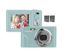 Andoer Digital Camera, 48MP 1080P Portable Camera 2.4-inch IPS Screen 16X Zoom Auto Focus Self Timer 128GB Extended Memory Face Detection Anti-shaking with 2pcs Batteries - Blue
