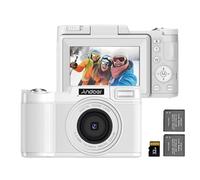 Andoer Digital Camera 48MP 4K Portable with 3.0 Inch TFT Screen Ultra HD Zoom 16x Anti-Vibration with 2 Batteries 32GB Memory Card