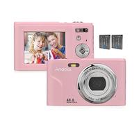 Andoer Digital Camera with Auto Focus, 48 MP 1080P 2.4 Inch Photo Camera, Digital Camera with 2 Batteries, Hand Strap, Carry Bag for Children, Teenagers, Beginners, Students, Pink