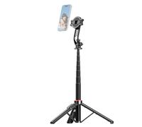 Andoer Extendable Selfie Stick Tripod for Phone, Max. Length 130cm, Black, Compatible with Smartphone, Camera, Aluminum Alloy, Remote Control