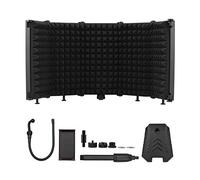 Andoer Foldable Microphone Isolation Shield 5-Panel Mic Sound Absorbing Foam Reflector with 3/8 Inch & 5/8 Inch Mic Threaded Mount Desktop Stand Smartphone Tablet Clip for Studio Live