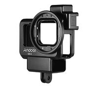 Andoer G9-4 Action Camera Video Cage Protective Case for Vlog Protective Case with Double Cold Shoe Attachment 55mm Filter Adapter Replacement Accessory for GoPro Hero 9