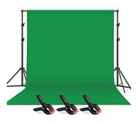 Andoer Green Screen Background with Stand, 6.6x10ft Washable Backdrop Kit with 3 Clamps and Carry Bag for Portrait Video Shooting Background Removal Vlog YouTube Tiktok