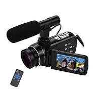 Andoer HD Video Camera with 0.45X Wide Angle Lens and Microphone Digital Camcorder 4K Full HD CMOS Sensor Camcorder 18X Digital Zoom Vlogging Camera for Youtube