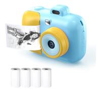 Andoer Instant Camera Children, 2.7K 4MP Digital Camera Children with 16X Digital Zoom, 2.4 Inch Camera Children with 4 Printing Paper Rolls, Gift for Girls and Boys 3 to 14 Years, Blue