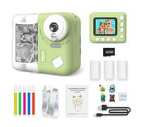 Andoer Kids Instant Print Camera Kids Camera 1080P Digital Camera for Kids 2.4 Inch IPS Screen 10X Zoom with Thermal Printing Paper Color Pens Neck Strap 32GB TF Card Gift for Children Boys Girls