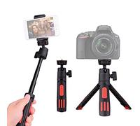 Andoer M12 Portable Mini Tripod 3 Sections Extendable with Rotatable Ball Head Phone Clip 1/4 Inch Screw for Camera Smartphone Live Stream Video Shooting Selfie