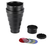 Andoer Metal Conical Snoot with Honeycomb Grid 5pcs Kit Colour Filter for Bowens Mount Studio Strobe Monolight Flash Photography