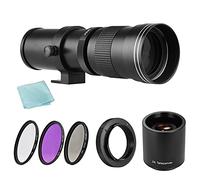 Andoer MF Camera Super Telephoto Zoom F/8.3-16 420-800mm T Mount + Filter Set UV/CPL/FLD +2X 420-800mm Teleconverter Lens + T2-AI Adapter Ring Replacement