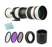 Andoer MF Super Telephoto Lens Zoom F/8.3-16 420-800mm T Mount + UV / CPL / FLD Filter Set + 2x Teleconverter 420-800mm + Replacement T2-AI Adapter Ring