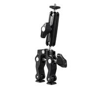 Andoer Multi-functional Clamp Bicycle Handlebar Adapter Mount Ball Mount Clamp Dual 360° Ballhead 1.5kg/3.3lbs Load Bearing Aluminum Alloy with 1/4 Screw 3/8 Thread Hole For amera Monitor Tripod