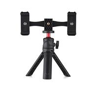 Andoer Multifunctional Smartphone Video Kit Including Universal Phone Tripod Mount with Dual Phone Holders 4 Cold Shoe Mounts + Desktop Tripod for Vlog Live Streaming Oline Video Teaching Meeting