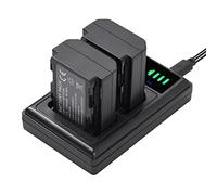 Andoer NP-FZ100 Battery Charger with LED Indicators + 2pcs NP-FZ100 Batteries 7.2V 2280mAh with USB Charging Cable Replacement for Sony A9/ A7R III/ A7 III/ A6600