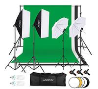 Andoer Photo Studio Lighting Kit, 1.8mx 2.8m/6x 9ft Background Support System, 3 Color Backdrop Fabric 135W 5500K Umbrellas Softbox kits 5in1 Reflector for Photo Studio,Portrait,Video Shooting