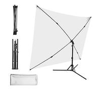 Andoer Photography Background White 2 x 1.5 m Photo Screen White Photography Background Screen with Adjustable Tripod, Cross Shape Stand for Photography, Video and TV