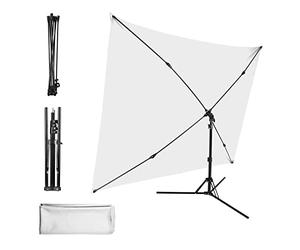 Andoer Photography Background White 2 x 1.5 m Photo Screen White Photography Background Screen with Adjustable Tripod, Cross Shape Stand for Photography, Video and TV
