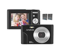 Andoer Portable Digital Camera 48MP 1080P 2.4-inch IPS Screen 16X Zoom Auto Focus Self-Timer 128GB Extended Memory Face Detection Anti-shaking with 2pcs Batteries Hand Strap Carry Pouch, Purple