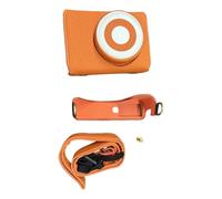 Andoer PU Leather Camera Base with Magnetic Closures Crossbody Camera Cover with Shoulder Strap Fit for RICOH GR3/GR4 (Orange)