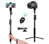Andoer Selfie Stick for Phone Tripod Stand 160cm/63in Extendable Compatible Aluminum Alloy with Wireless Remote Shutter Desktop/Floor Tripod for Recording, Vlogging, Live Streaming (120CM)