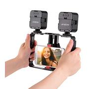 Andoer Smartphone Video Rig with 2pcs LED Video Light, Phone Filmmaking Case, Phone Video Stabilizer Grip Tripod Mount for Videomaker